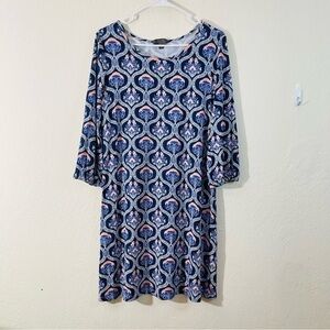 Mix by 41 Hawthorn Maeby Floral Knit Dress Women Size Medium Blue/Pink Stretch